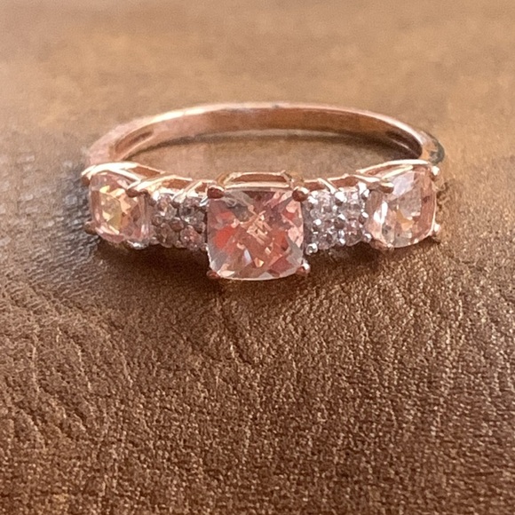 Natural Morganite 1.07 carat Designer 14k Rose Gold over Sterling Size 5 & 8 - Picture 5 of 15